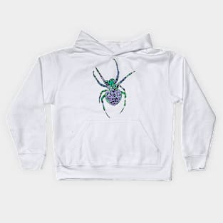 Zombie Spider Fierce Orb-Weaver Green Purple Kids Hoodie